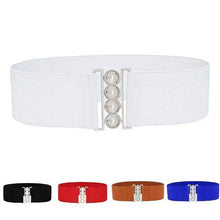 将图片加载到图库查看器,Modern Wide Fabric Strap Silver Metal Buckle Belts For Women Trendy Fashion Stretchable Classic Belts