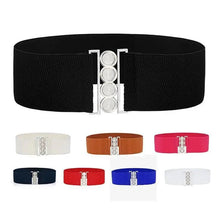 将图片加载到图库查看器,Modern Wide Fabric Strap Silver Metal Buckle Belts For Women Trendy Fashion Stretchable Classic Belts