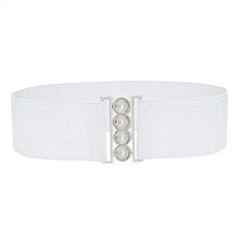 将图片加载到图库查看器,Modern Wide Fabric Strap Silver Metal Buckle Belts For Women Trendy Fashion Stretchable Classic Belts