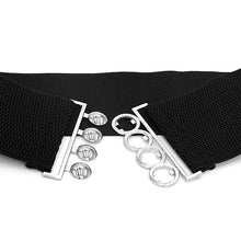 将图片加载到图库查看器,Modern Wide Fabric Strap Silver Metal Buckle Belts For Women Trendy Fashion Stretchable Classic Belts