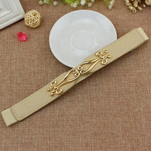 将图片加载到图库查看器,Modern Wide Fabric Strap Silver Metal Buckle Belts For Women Trendy Fashion Stretchable Classic Belts
