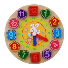 Load image into Gallery viewer, Montessori Cartoon Animal Educational Wooden Beaded Geometry Digital Clock Puzzles Matching Clock Toy For Children