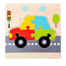 Load image into Gallery viewer, Montessori Games Baby Animals/traffic Kid's Cognition Puzzles Toys Wooden Cartoon Cognition Puzzle Toys Matching Education Game