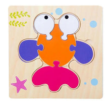 Load image into Gallery viewer, Montessori Games Baby Animals/traffic Kid's Cognition Puzzles Toys Wooden Cartoon Cognition Puzzle Toys Matching Education Game