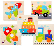 Load image into Gallery viewer, Montessori Games Baby Animals/traffic Kid's Cognition Puzzles Toys Wooden Cartoon Cognition Puzzle Toys Matching Education Game