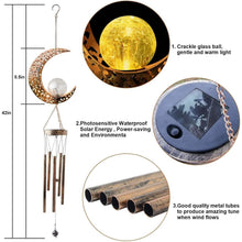 Load image into Gallery viewer, Moon Crackle Glass Ball Wind Chimes Solar Wind Chimes