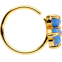 Load image into Gallery viewer, 20G Clear CZ Light Blue Faux Opal Gold Tone Flower Circular Ring