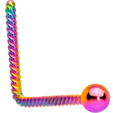 Load image into Gallery viewer, 2mm Ball End Rainbow IP So Twisted L Shaped Nose Ring