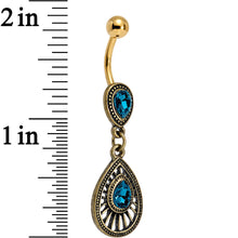 将图片加载到图库查看器,Navy Blue Gem Gold PVD Dewdrop Deco Dangle Belly Ring