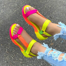 将图片加载到图库查看器,Multi Colors Casual Shoes Woman Flat Comfortable Sandals Female Light Sandals Flat Comfort Slip-On Elastic Ankle Strap Slingback Light Weight Casual Walking Sandals