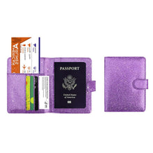 Load image into Gallery viewer, Multi Function Glitter Bling RFID Passport Organizer With CDC Vaccination Card Holder