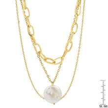 将图片加载到图库查看器,Multi Row Chain Necklace with Pearl Charm
