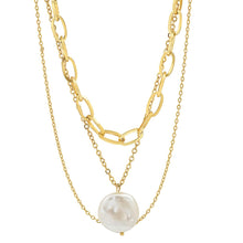 将图片加载到图库查看器,Multi Row Chain Necklace with Pearl Charm