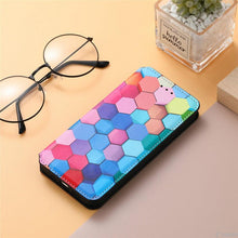 Load image into Gallery viewer, Multicolored Phone Case For iPhone 13 12 11 Pro Mini Cover Wallet Card Slot Flip Magnetic Leather PU Leather Flip Wallet Cover with Card Slots Case Cover