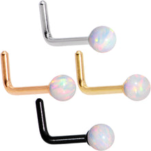将图片加载到图库查看器,White 2.5mm Synthetic Opal Ball Anodized L Shaped Nose Ring 4 Pack Set