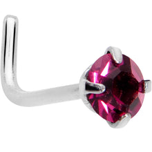 Load image into Gallery viewer, 20G 1/4 Purple 3mm CZ Gem Steel L-Shape Nose Ring