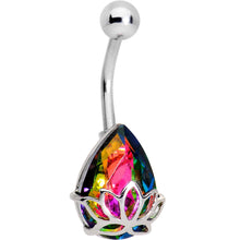 Load image into Gallery viewer, Aurora Gem Teardrop Lotus Flower Belly Ring