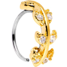 将图片加载到图库查看器,20G Clear CZ Gem Gold Tone Leafy Seamless Circular Ring