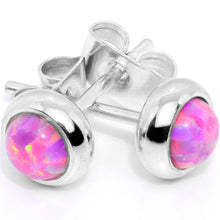 Load image into Gallery viewer, Pink Synthetic Opal 316L Surgical Steel Stud Earrings