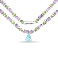Load image into Gallery viewer, 32.50 Carat Genuine Multi Stones .925 Sterling Silver Necklace