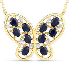 Load image into Gallery viewer, 2.16 Carat Genuine Blue Sapphire and White Zircon .925 Sterling Silver Necklace