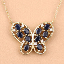 Load image into Gallery viewer, 2.16 Carat Genuine Blue Sapphire and White Zircon .925 Sterling Silver Necklace