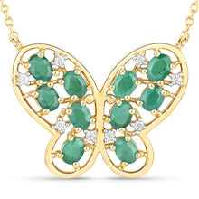 Load image into Gallery viewer, 1.56 Carat Genuine Emerald and White Zircon .925 Sterling Silver Necklace
