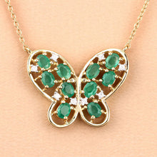 Load image into Gallery viewer, 1.56 Carat Genuine Emerald and White Zircon .925 Sterling Silver Necklace