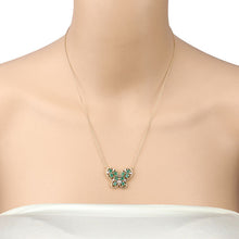 Load image into Gallery viewer, 1.56 Carat Genuine Emerald and White Zircon .925 Sterling Silver Necklace