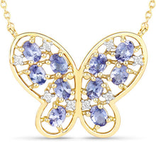 Load image into Gallery viewer, 1.86 Carat Genuine Tanzanite and White Zircon .925 Sterling Silver Necklace
