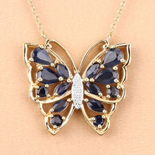 将图片加载到图库查看器,2.94 Carat Genuine Blue Sapphire and White Zircon .925 Sterling Silver Necklace