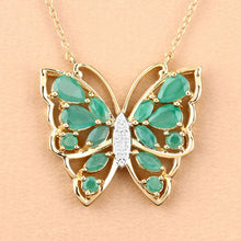 Load image into Gallery viewer, 2.60 Carat Genuine Emerald and White Zircon .925 Sterling Silver Necklace