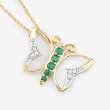 Load image into Gallery viewer, 0.51 Carat Genuine Emerald and White Zircon .925 Sterling Silver Necklace
