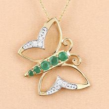 Load image into Gallery viewer, 0.51 Carat Genuine Emerald and White Zircon .925 Sterling Silver Necklace