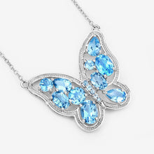 Load image into Gallery viewer, 5.54 Carat Genuine Swiss Blue Topaz .925 Sterling Silver Necklace