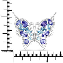 Load image into Gallery viewer, 3.60 Carat Genuine Tanzanite and Swiss Blue Topaz .925 Sterling Silver Necklace
