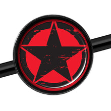 Load image into Gallery viewer, 14G Black Red Distressed Star Black Industrial Barbell 37mm