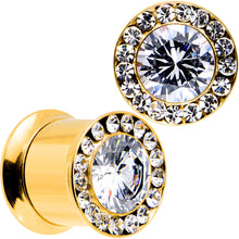 Load image into Gallery viewer, 00G Clear CZ Gem Gold PVD Goddess of Glam Screw Fit Plug Set