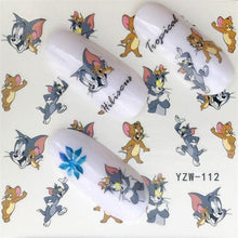 Load image into Gallery viewer, Nail Art Water Transfer Stickers Anime Mouse Animal Kid slider adhesive Watermark Decals Women Beauty Wedding Nails Decal Self-Adhesive 3D Wave Design Decoration for Women Girls Art Stickers Decal Decoration Metallic Curve Strip Line Nail