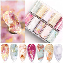 将图片加载到图库查看器,Nail Foils Marble Flower Series Iridescent Nail Art Transfer Sticker Paper Slider Nail Water Decal Design Manicures Decorations Art Manicures Decoration New Gold Nail Transfer Foils for Nail Arts Nails Supply Holographic Effect Nail Art Foil Stickers Hol