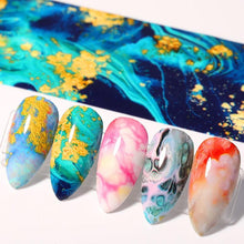 将图片加载到图库查看器,Nail Foils Marble Flower Series Iridescent Nail Art Transfer Sticker Paper Slider Nail Water Decal Design Manicures Decorations Art Manicures Decoration New Gold Nail Transfer Foils for Nail Arts Nails Supply Holographic Effect Nail Art Foil Stickers Hol