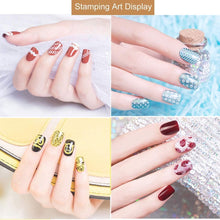 将图片加载到图库查看器,Nail Stamping Gel Set 8 Colors UV Gel Varnish for Nail Art Stamping Plate 4 Boards Black White Nail Gel for Girls and Women