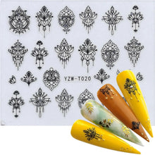 Load image into Gallery viewer, Nail Stickers for Manicure Nail Sticker Sliders For Nails Decal Self-adhesive Nails Figures Transfer Black Accessories Sliders Manicure Decoration 3D Nail Supplies Holographic Decals Transfer Sliders Nail Design Manicures Nail Self-Adhesive Sticker