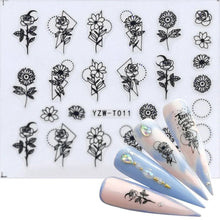 Load image into Gallery viewer, Nail Stickers for Manicure Nail Sticker Sliders For Nails Decal Self-adhesive Nails Figures Transfer Black Accessories Sliders Manicure Decoration 3D Nail Supplies Holographic Decals Transfer Sliders Nail Design Manicures Nail Self-Adhesive Sticker