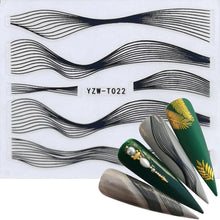 Load image into Gallery viewer, Nail Stickers for Manicure Nail Sticker Sliders For Nails Decal Self-adhesive Nails Figures Transfer Black Accessories Sliders Manicure Decoration 3D Nail Supplies Holographic Decals Transfer Sliders Nail Design Manicures Nail Self-Adhesive Sticker