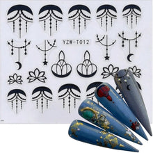 Load image into Gallery viewer, Nail Stickers for Manicure Nail Sticker Sliders For Nails Decal Self-adhesive Nails Figures Transfer Black Accessories Sliders Manicure Decoration 3D Nail Supplies Holographic Decals Transfer Sliders Nail Design Manicures Nail Self-Adhesive Sticker