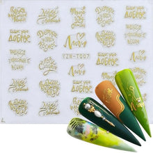 Load image into Gallery viewer, Nail Stickers for Manicure Nail Sticker Sliders For Nails Decal Self-adhesive Nails Figures Transfer Black Accessories Sliders Manicure Decoration 3D Nail Supplies Holographic Decals Transfer Sliders Nail Design Manicures Nail Self-Adhesive Sticker