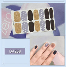Load image into Gallery viewer, Nail Wraps Polish Decals Strips Golden Glitter 3D Adhesive Full Nail Art Stickers Manicure Kits Women Nail Decorations Accessories Metal Curve Stripe Lines Design Letter Nail Sticker Adhesive Decoration Template Nail Tool Decorations