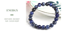 将图片加载到图库查看器,Natural Blue Stone Round Beads Elastic Line Stretch Bracelet Fashion Jewelry Healing Stone Beaded Bracelets For Women Men Gemstones Bracelets Crystal Bracelet Unisex Adjustable Stretch Bracelets 8mm