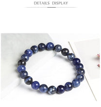 将图片加载到图库查看器,Natural Blue Stone Round Beads Elastic Line Stretch Bracelet Fashion Jewelry Healing Stone Beaded Bracelets For Women Men Gemstones Bracelets Crystal Bracelet Unisex Adjustable Stretch Bracelets 8mm